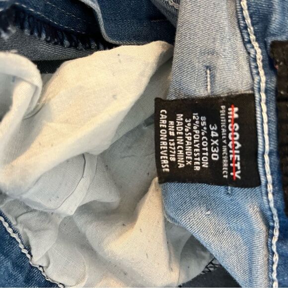 M Society Bleached Skinny Fit Rip And Tear With Splatter Jeans Size 34x30 - Picture 10 of 11